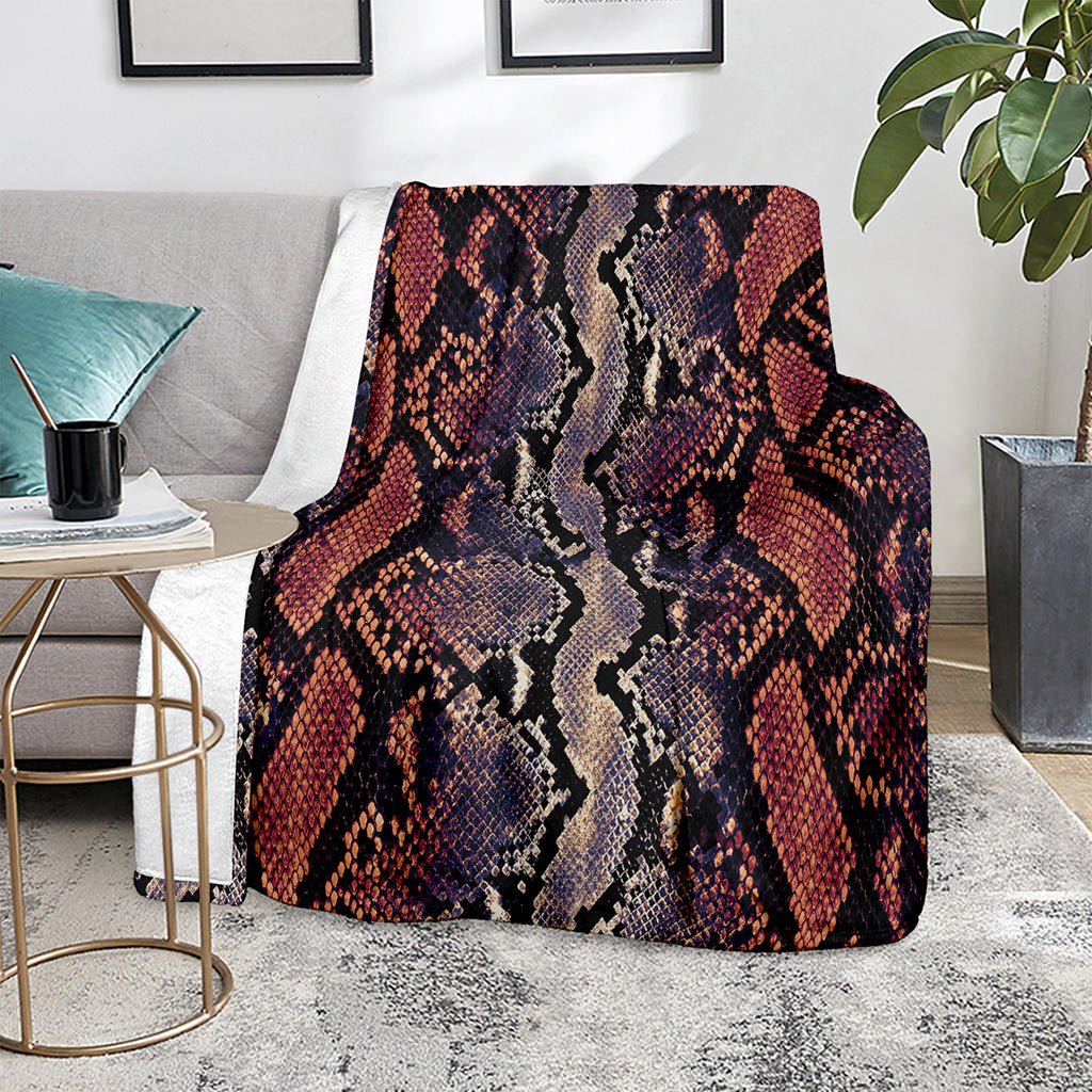 Blue And Red Snakeskin Print Blanket