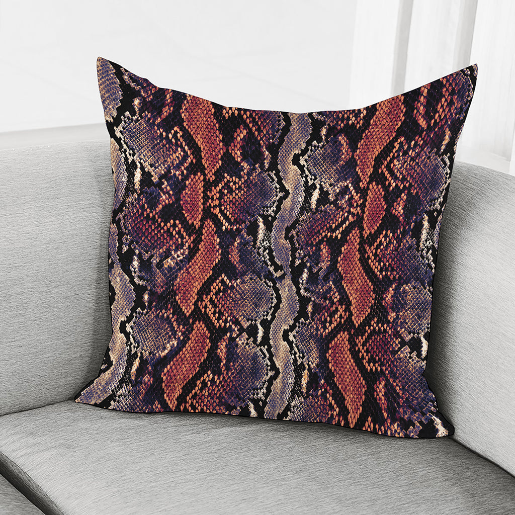 Blue And Red Snakeskin Print Pillow Cover