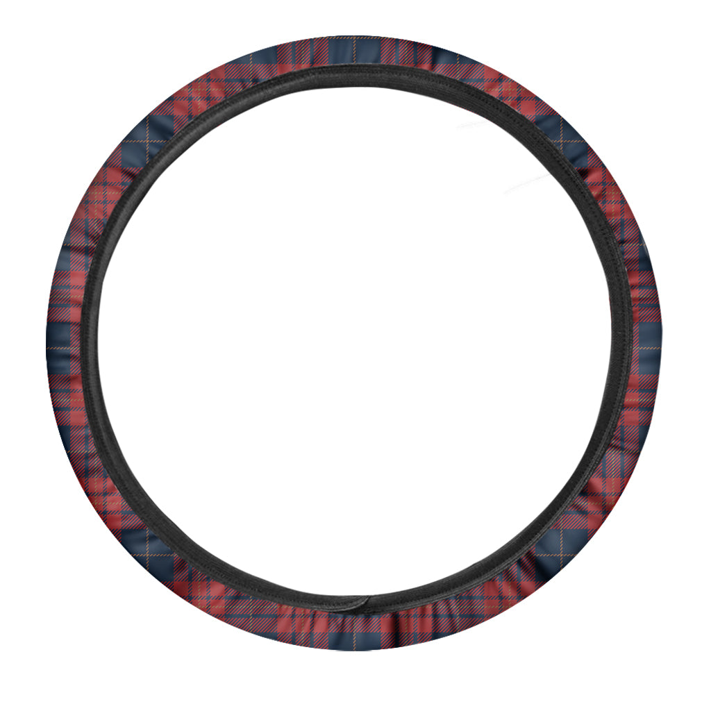 Blue And Red Tartan Pattern Print Car Steering Wheel Cover
