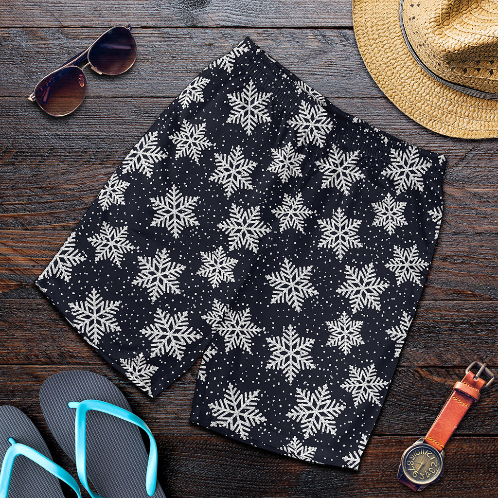 Blue And Silver Snowflake Pattern Print Men's Shorts