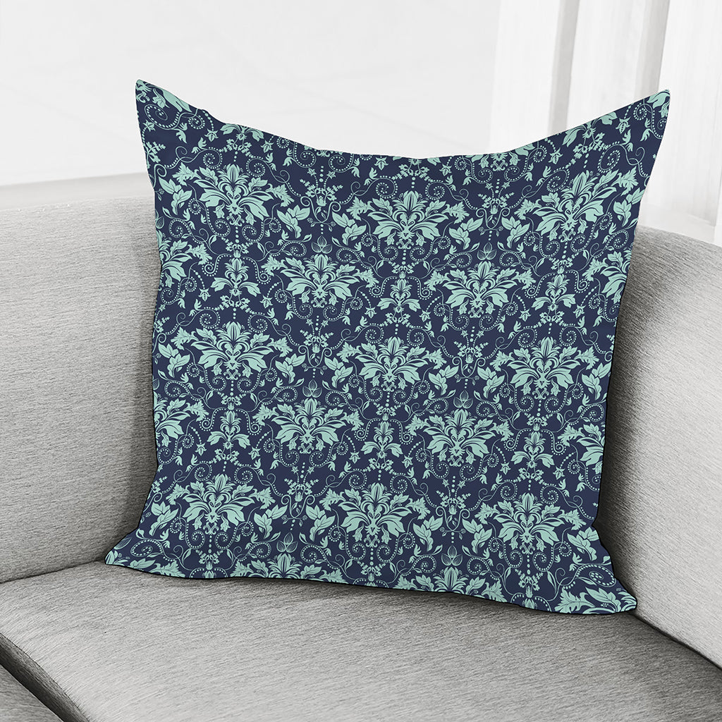 Blue And Teal Damask Pattern Print Pillow Cover