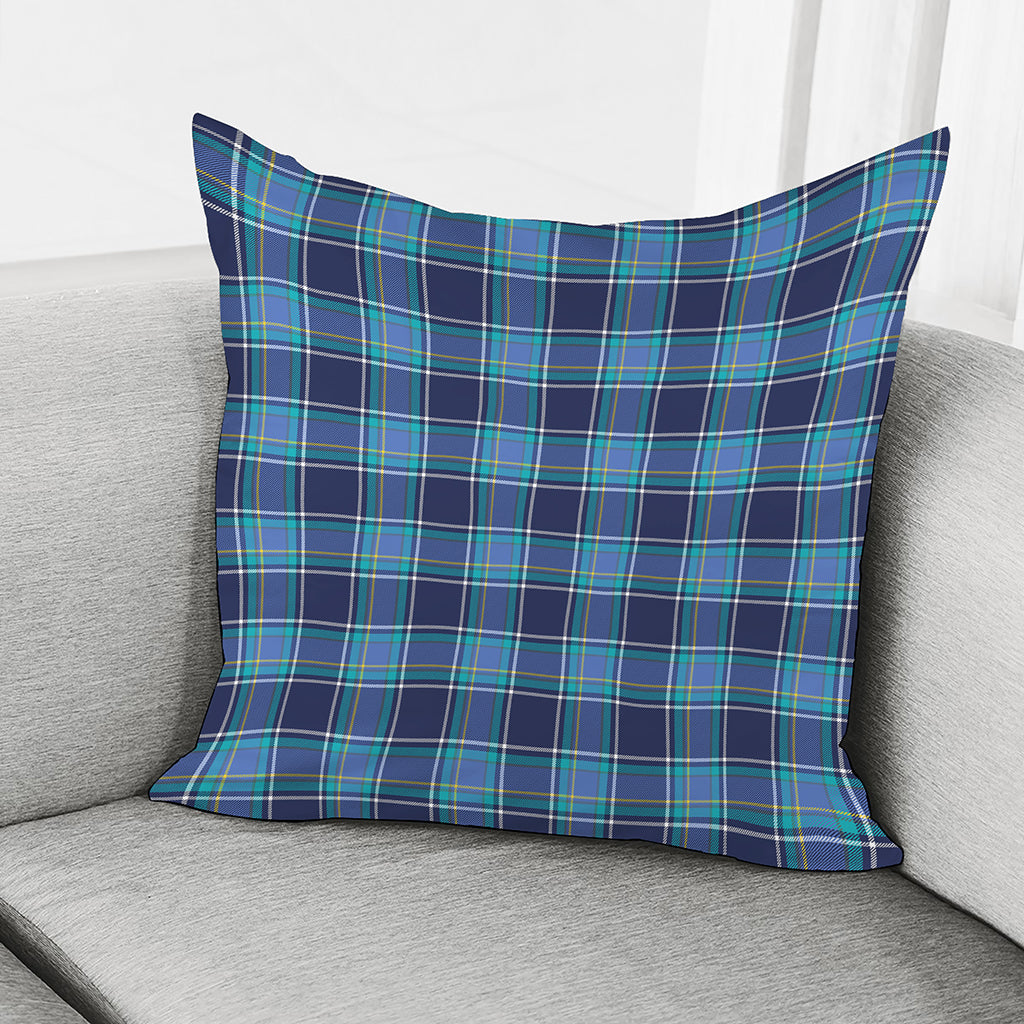 Blue And Teal Tartan Pattern Print Pillow Cover