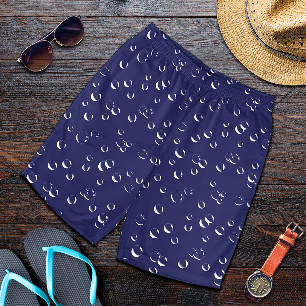 Blue And White Bubble Pattern Print Men's Shorts