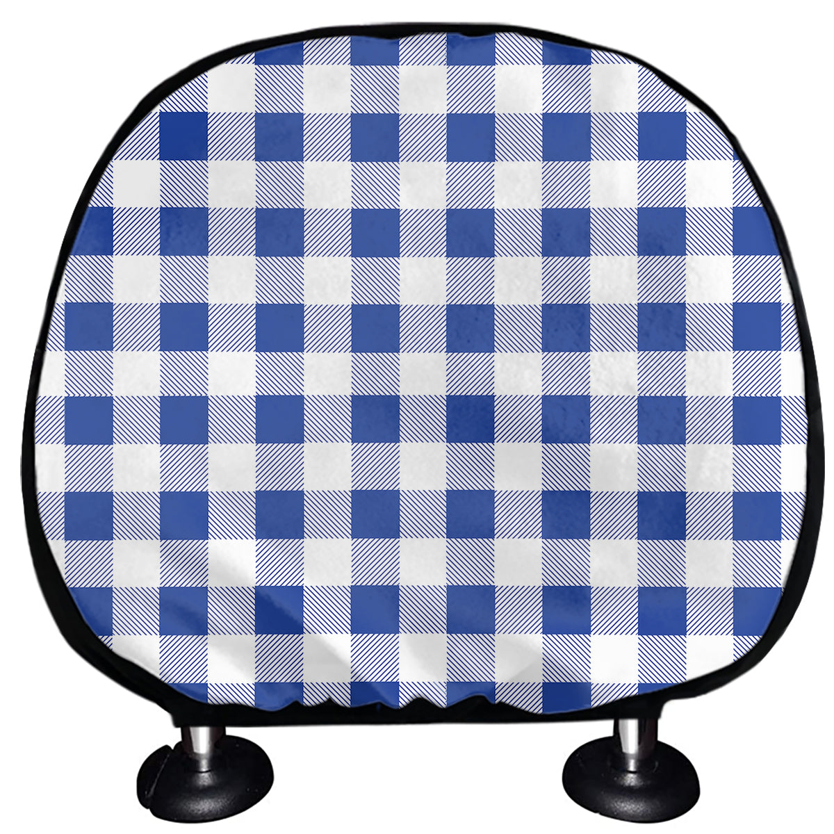 Blue And White Buffalo Check Print Car Headrest Covers