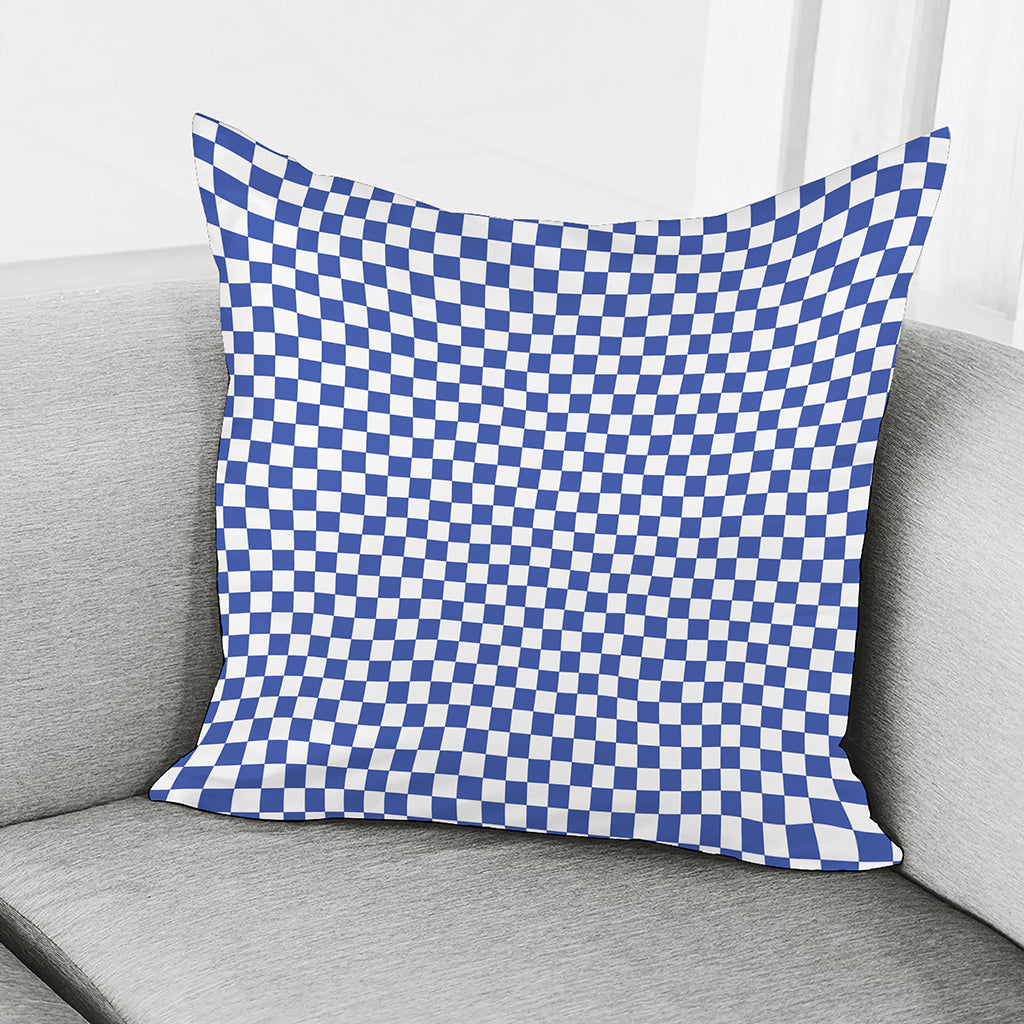 Blue And White Checkered Pattern Print Pillow Cover