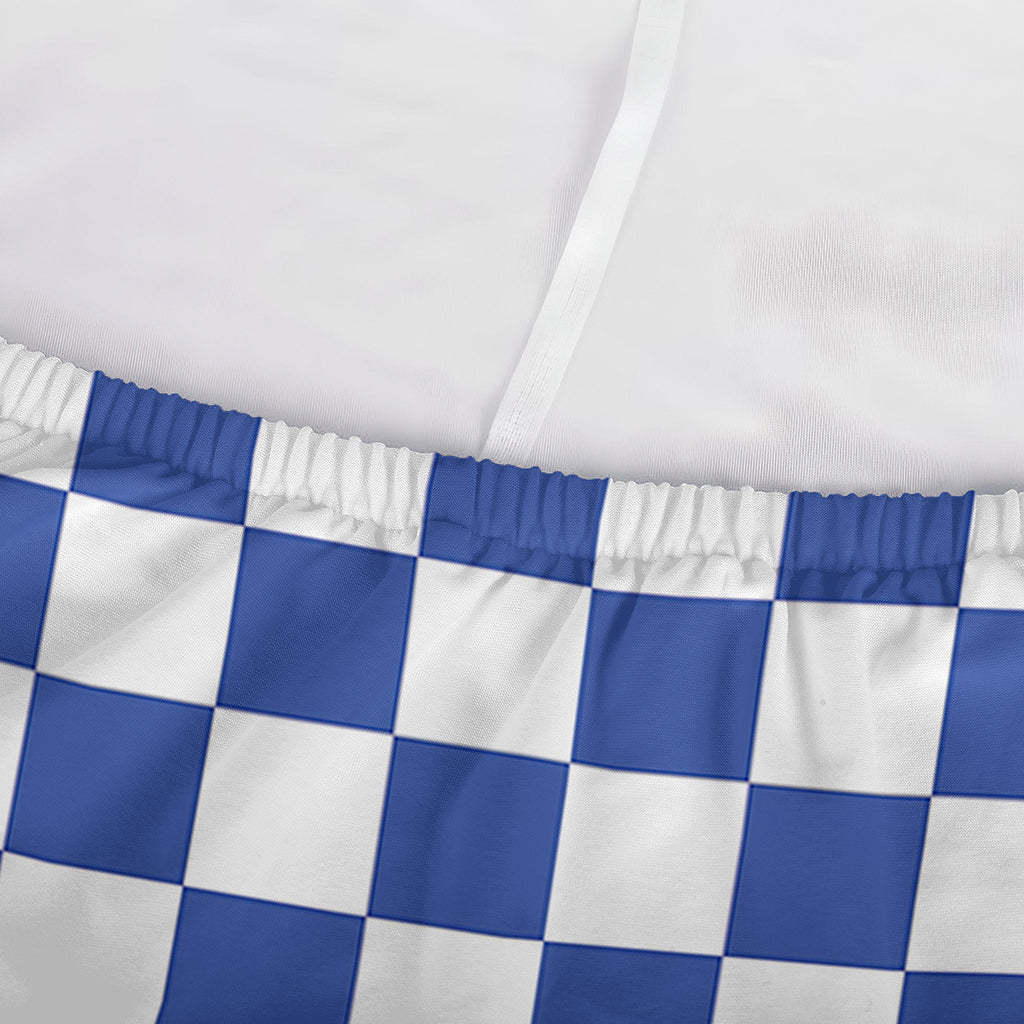 Blue And White Checkered Pattern Print Sofa Cover