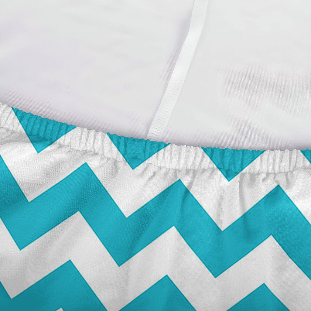 Blue And White Chevron Pattern Print Sofa Cover