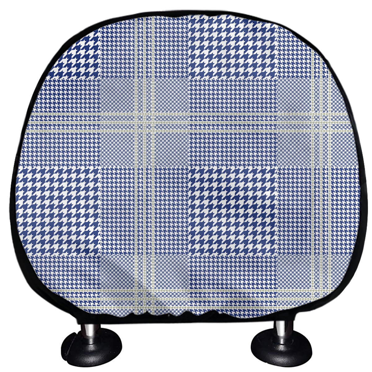 Blue And White Glen Plaid Print Car Headrest Covers