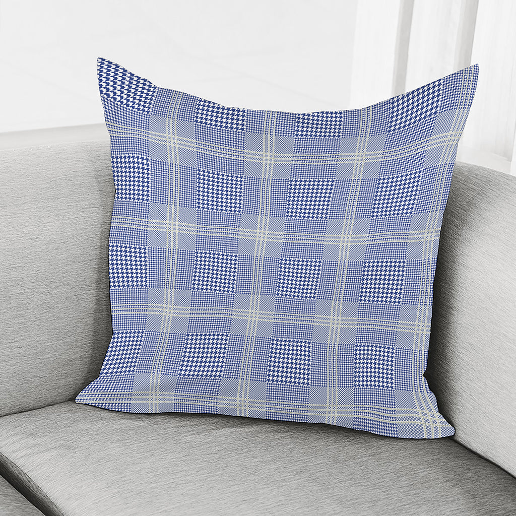 Blue And White Glen Plaid Print Pillow Cover