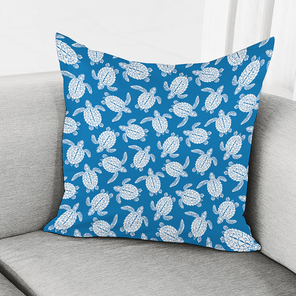Blue And White Sea Turtle Pattern Print Pillow Cover