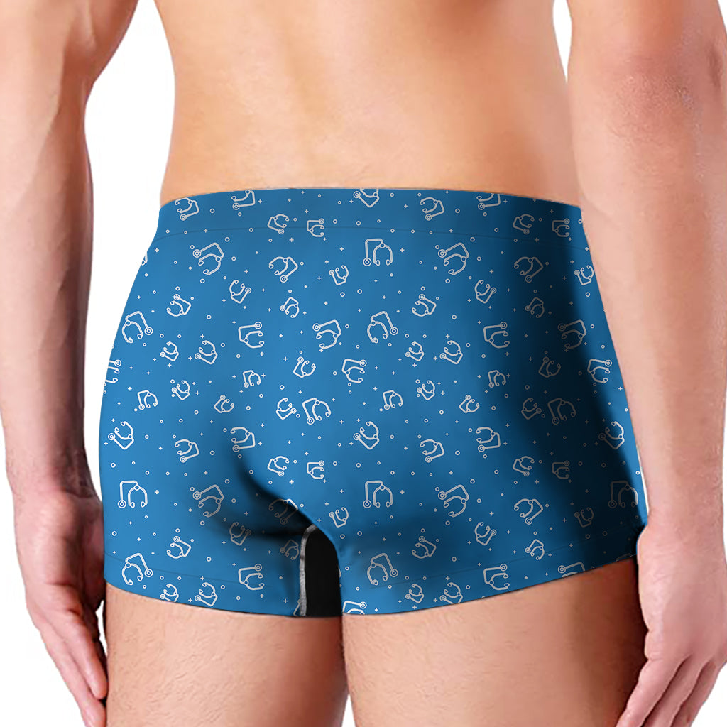 Blue And White Stethoscope Pattern Print Men's Boxer Briefs