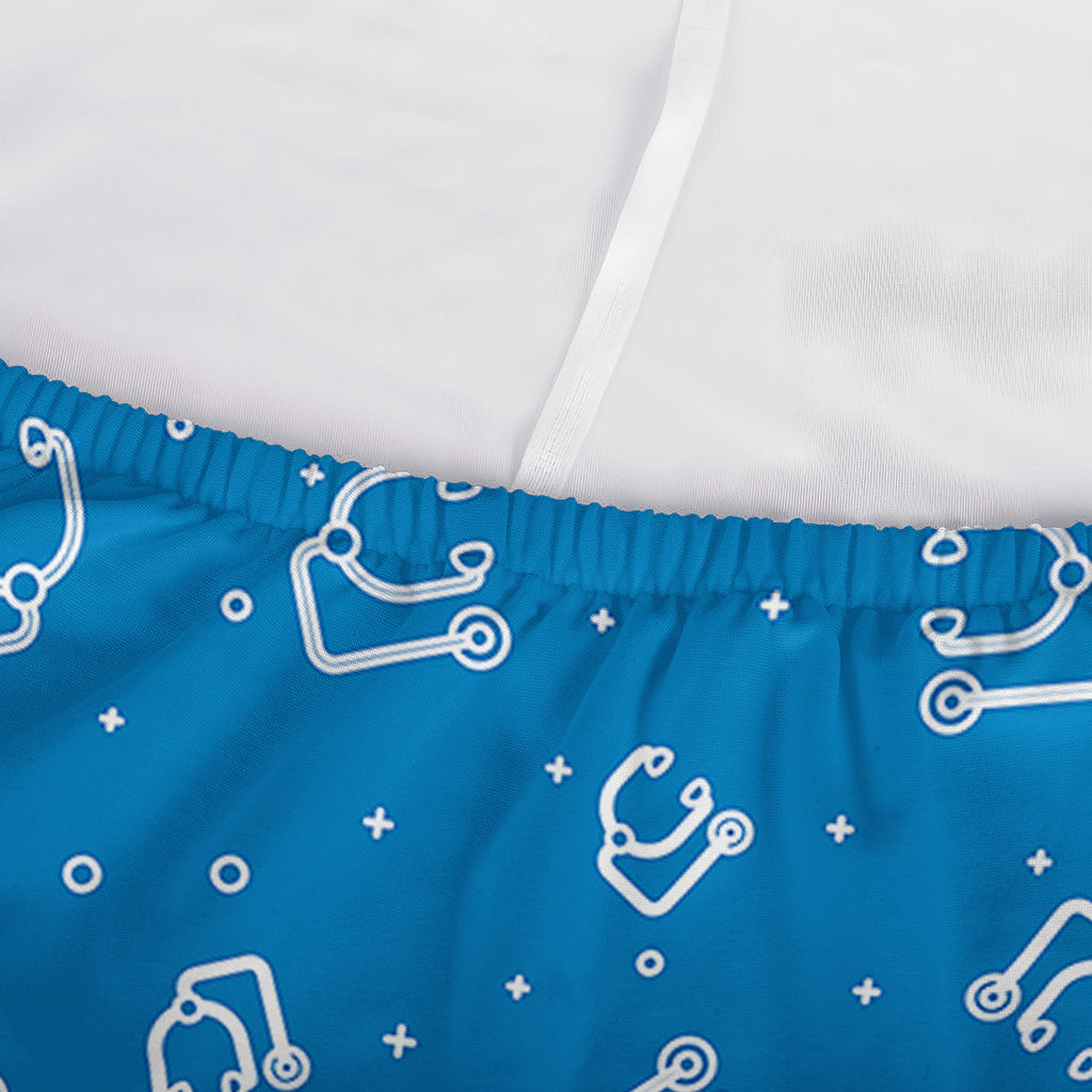 Blue And White Stethoscope Pattern Print Sofa Cover