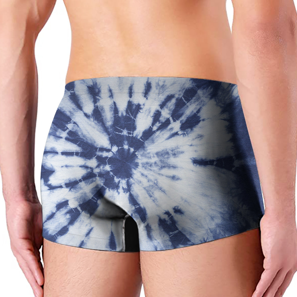 Blue And White Tie Dye Print Men's Boxer Briefs