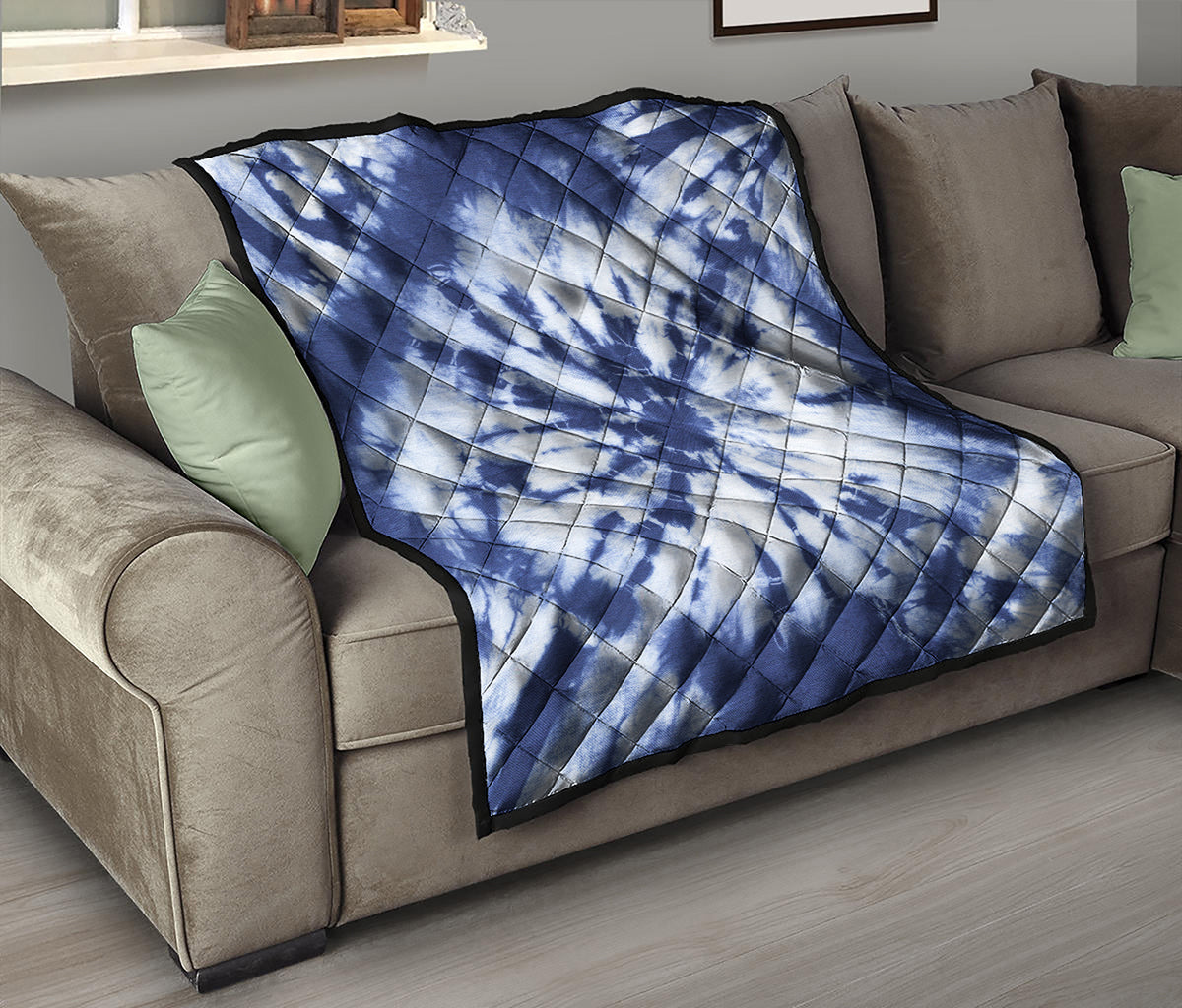 Blue And White Tie Dye Print Quilt