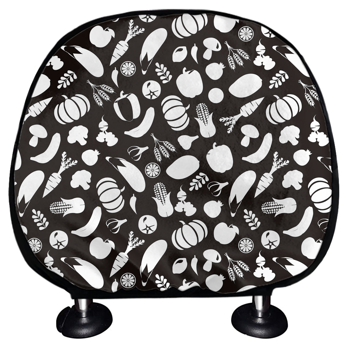 Blue And White Vegan Pattern Print Car Headrest Covers