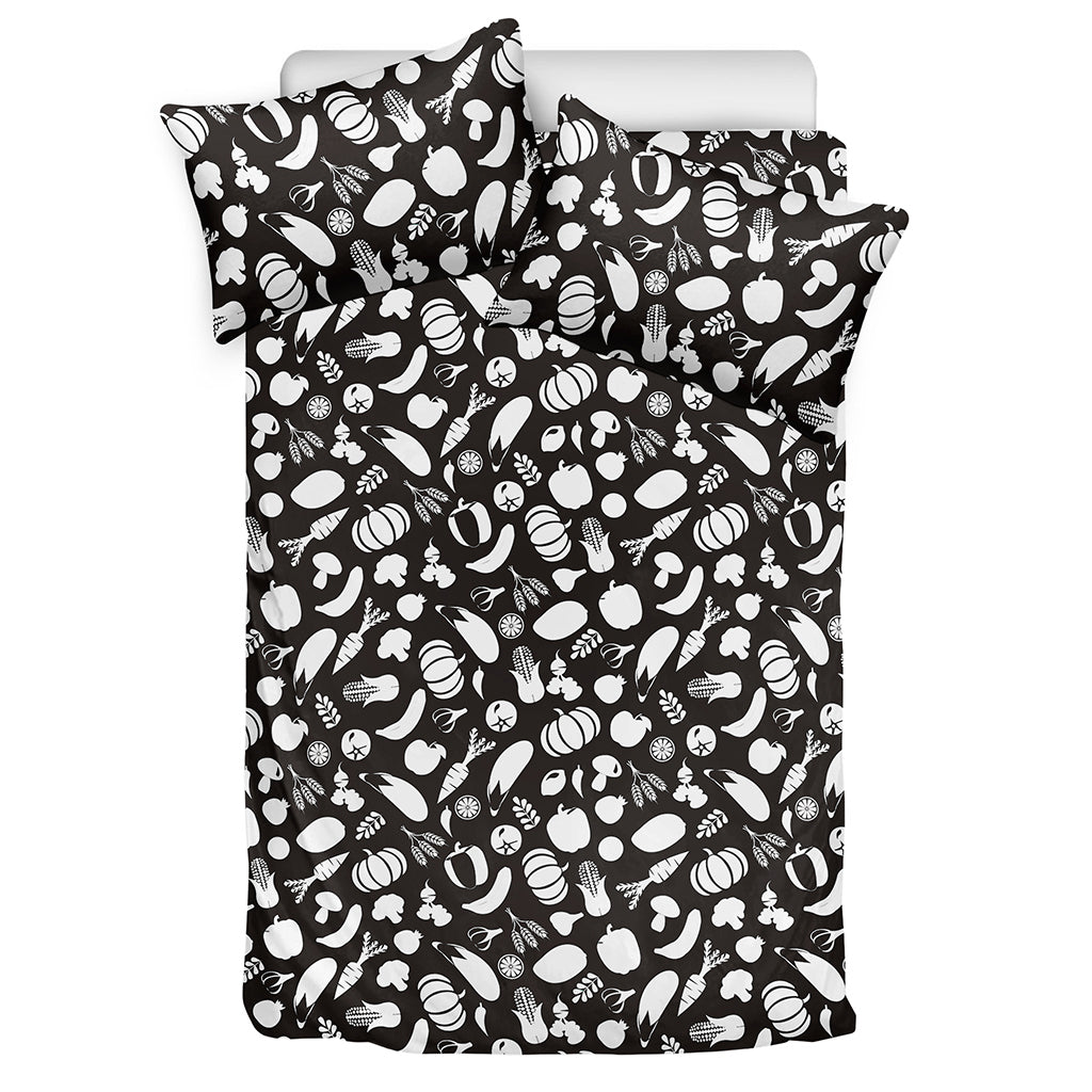 Blue And White Vegan Pattern Print Duvet Cover Bedding Set