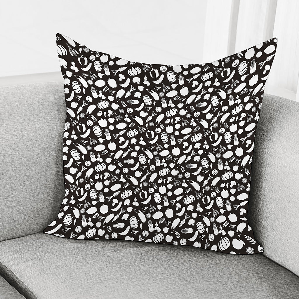 Blue And White Vegan Pattern Print Pillow Cover