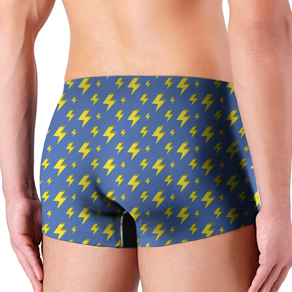 Blue And Yellow Lightning Pattern Print Men's Boxer Briefs