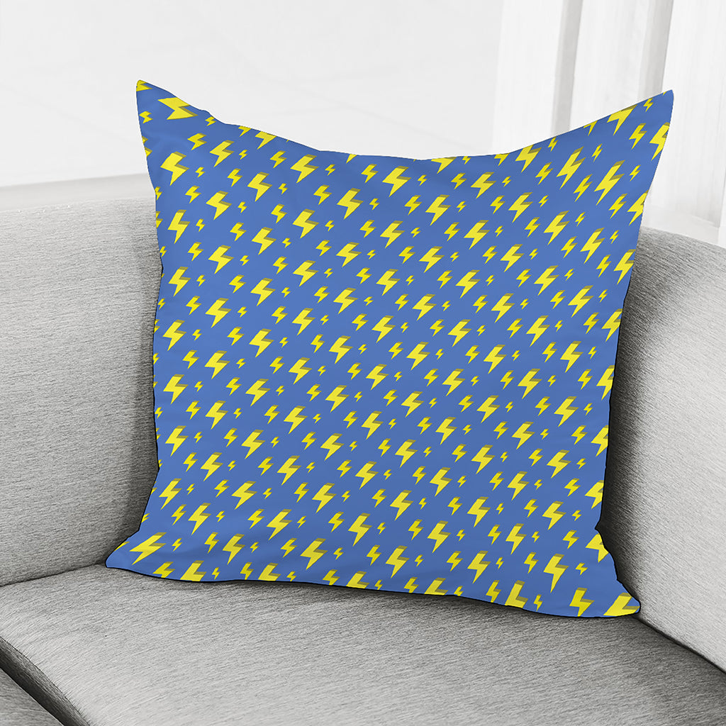 Blue And Yellow Lightning Pattern Print Pillow Cover
