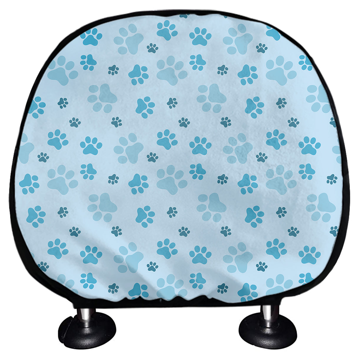 Blue Animal Paw Pattern Print Car Headrest Covers