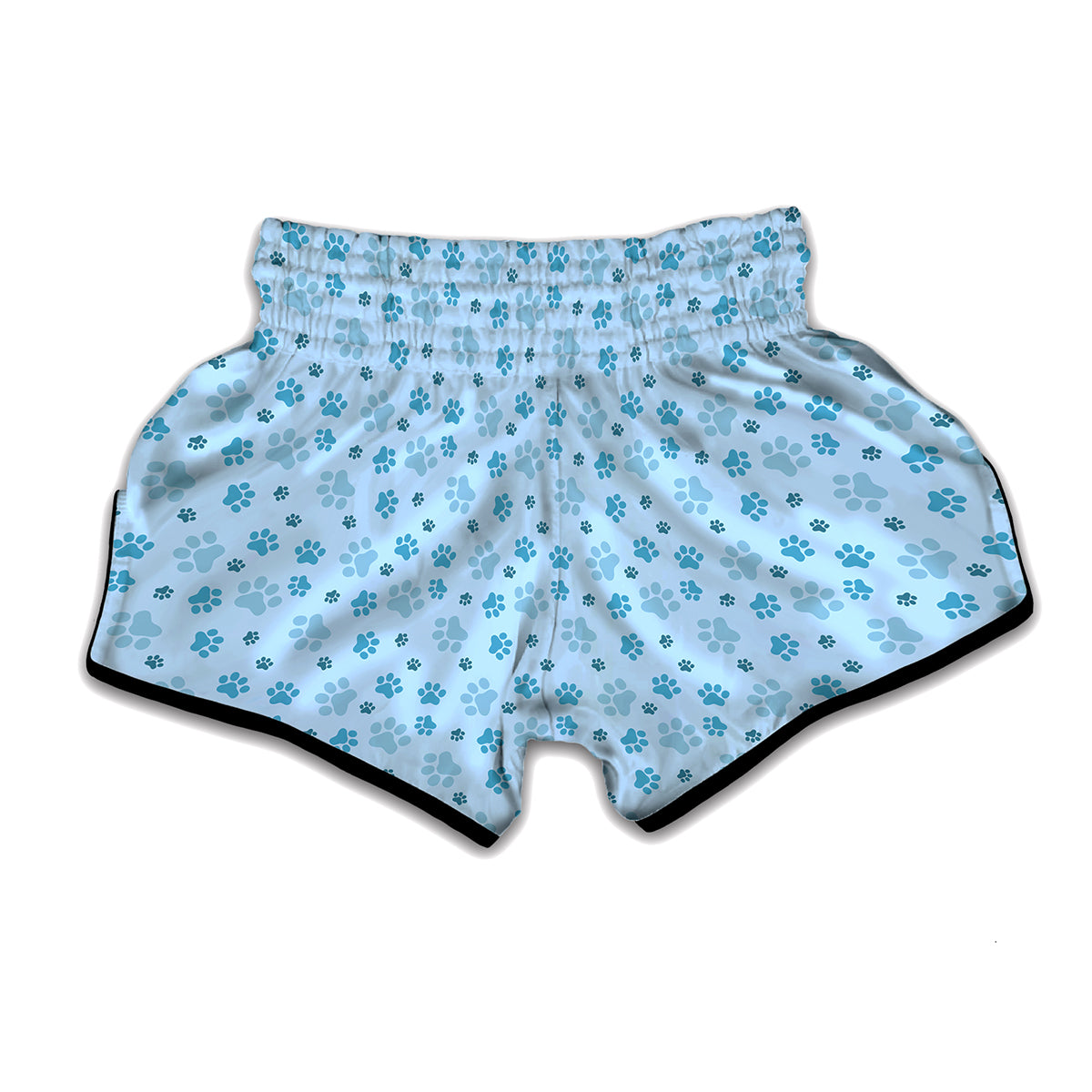Blue Animal Paw Pattern Print Muay Thai Boxing Shorts