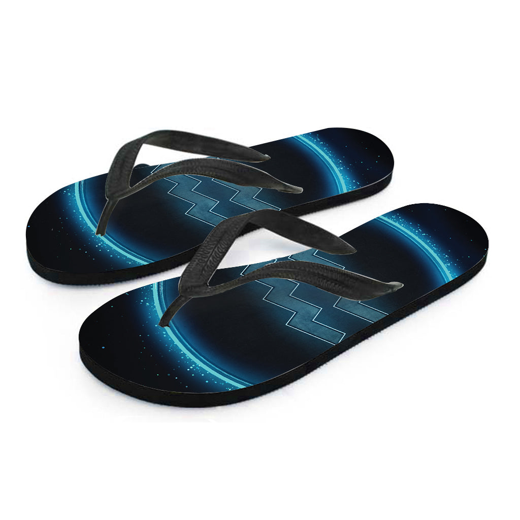 Blue Aquarius Zodiac Sign Print Flip Flops