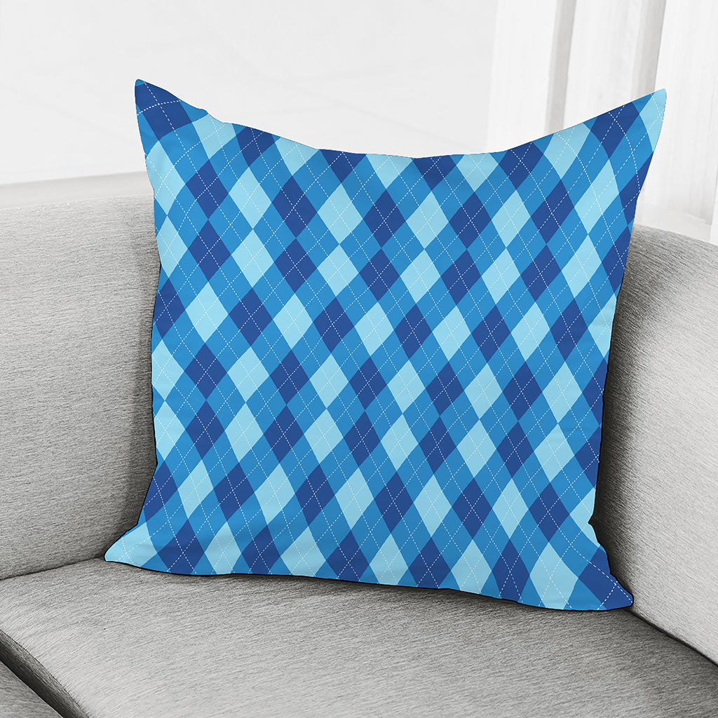 Blue Argyle Pattern Print Pillow Cover