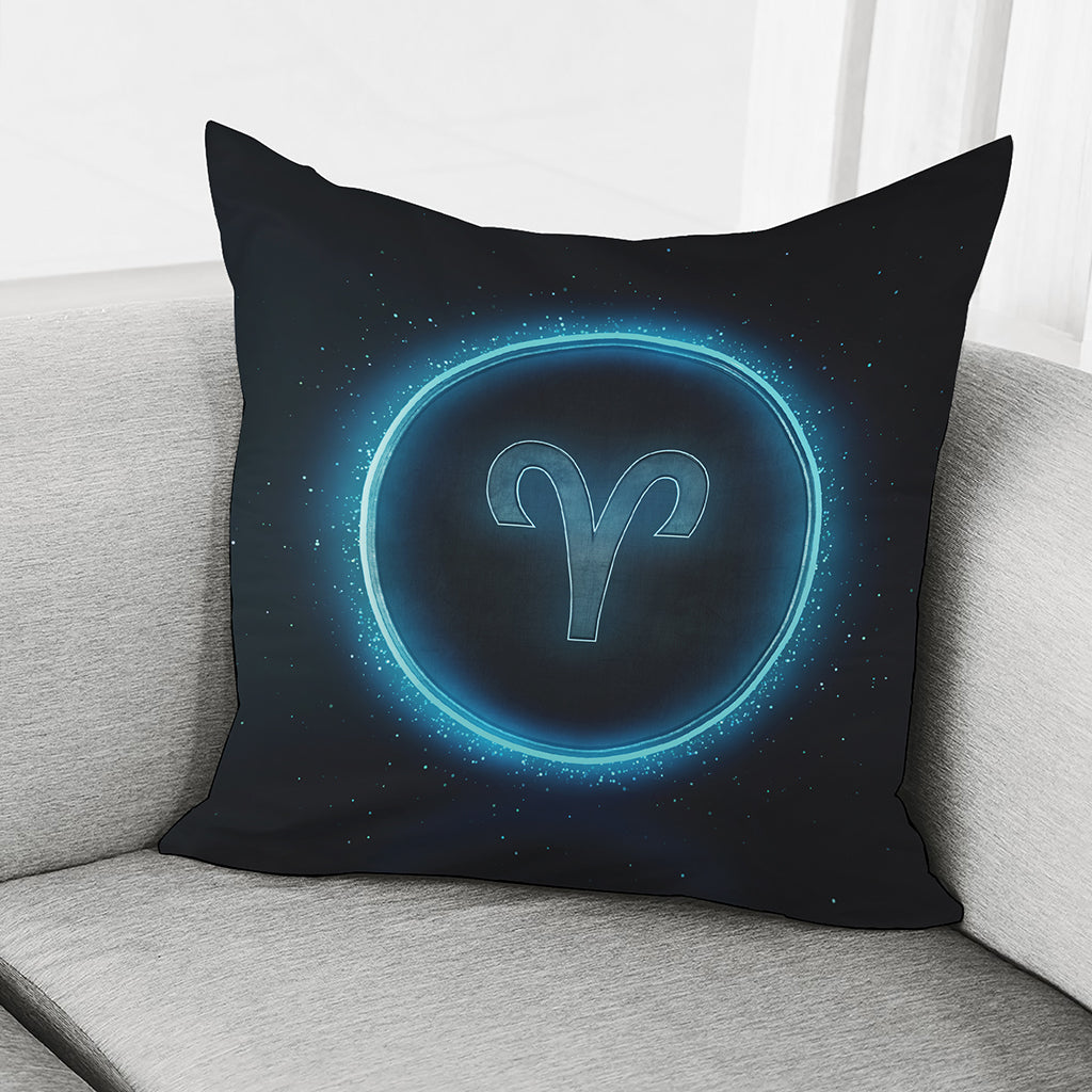 Blue Aries Zodiac Sign Print Pillow Cover