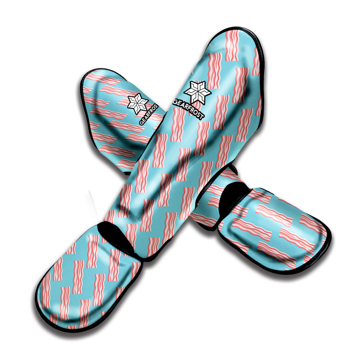 Blue Bacon Pattern Print Muay Thai Shin Guard