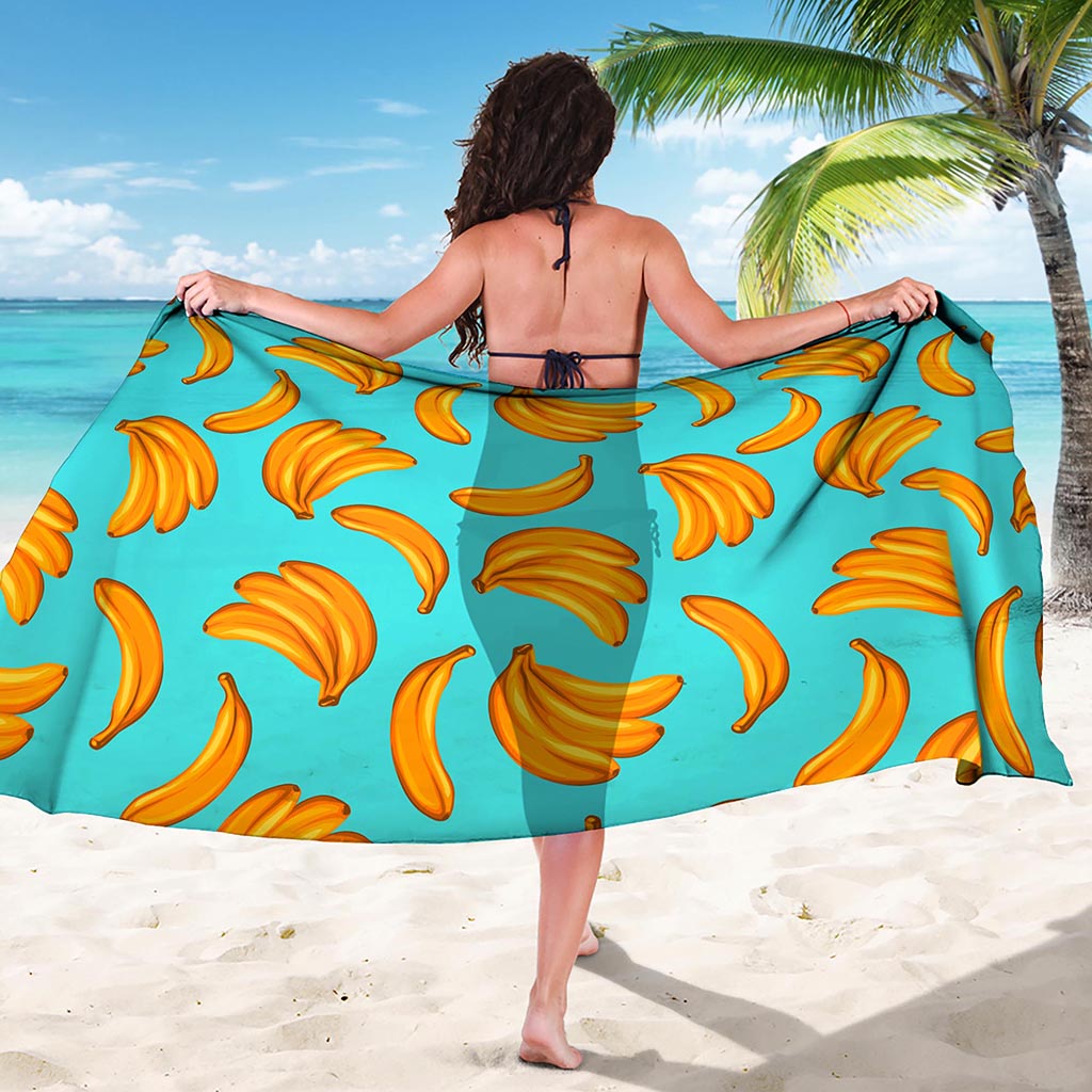 Blue Banana Pattern Print Beach Sarong Wrap