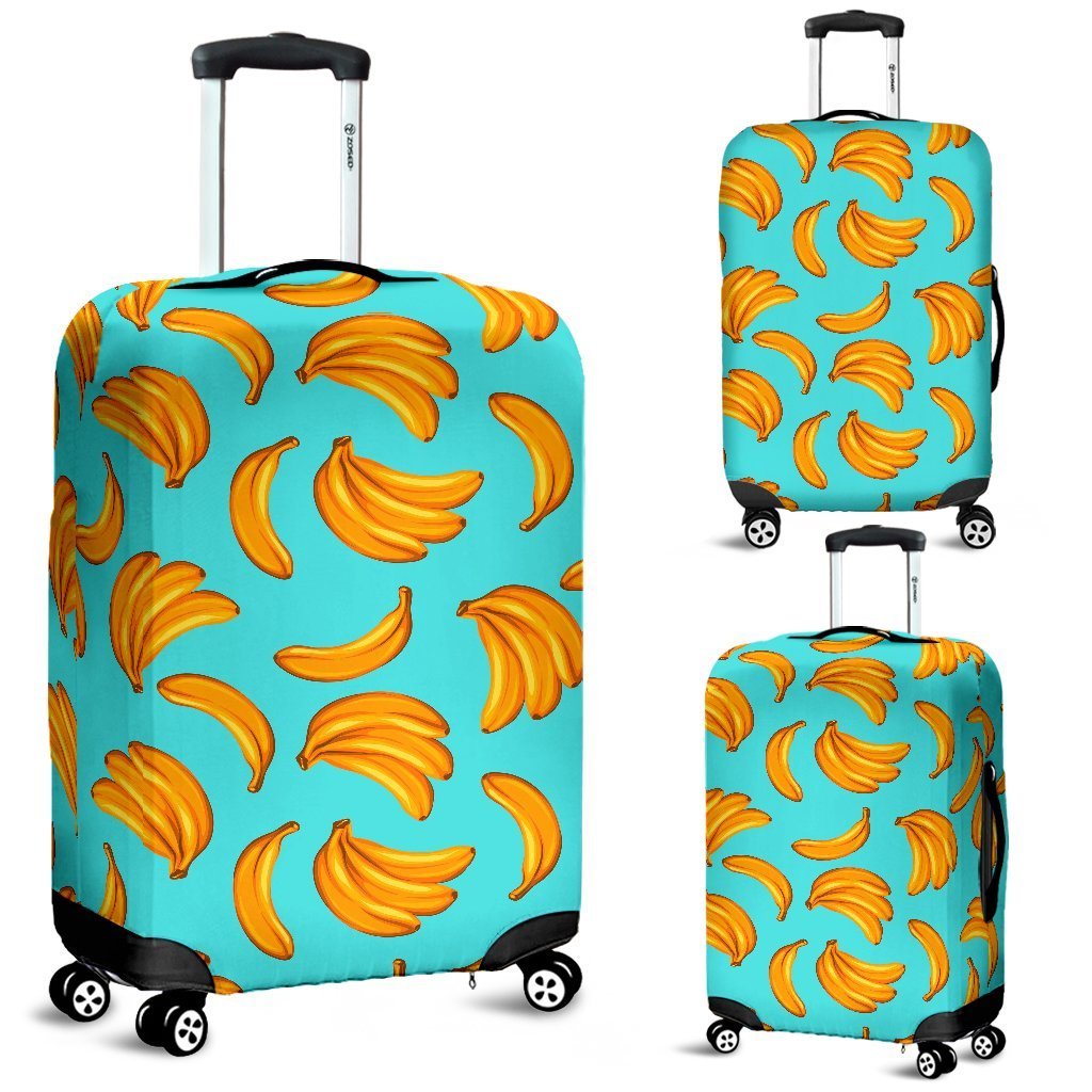 Blue Banana Pattern Print Luggage Cover GearFrost