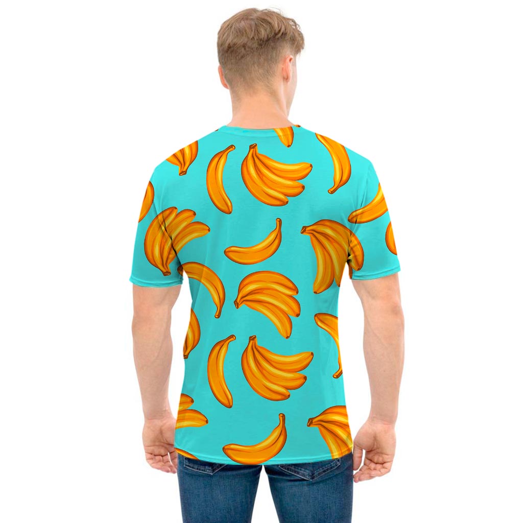 Blue Banana Pattern Print Men's T-Shirt