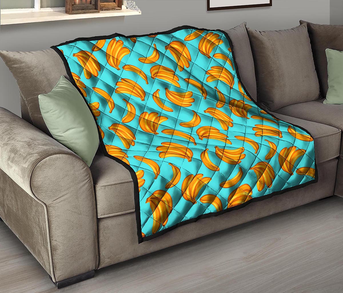 Blue Banana Pattern Print Quilt