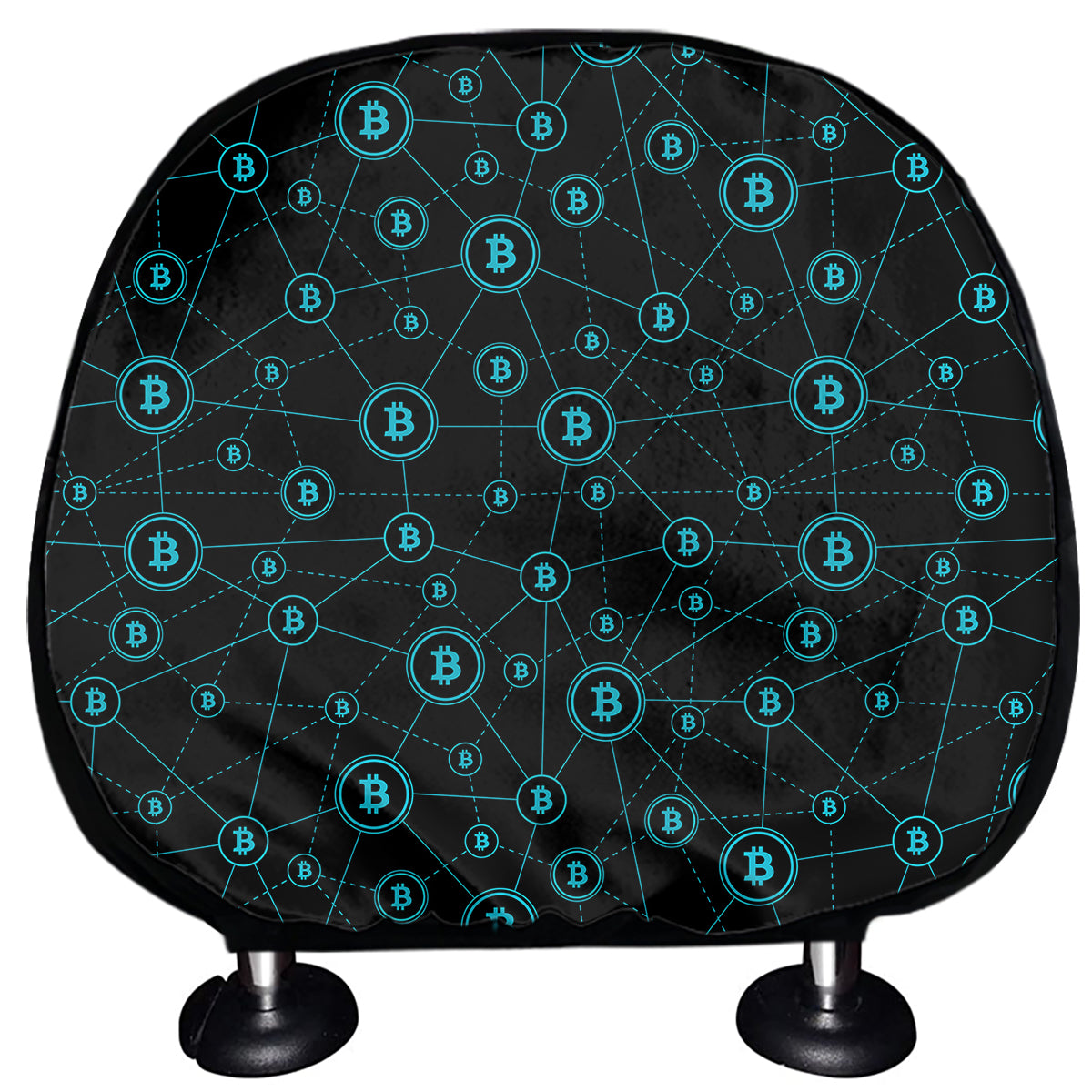 Blue Bitcoin Pattern Print Car Headrest Covers