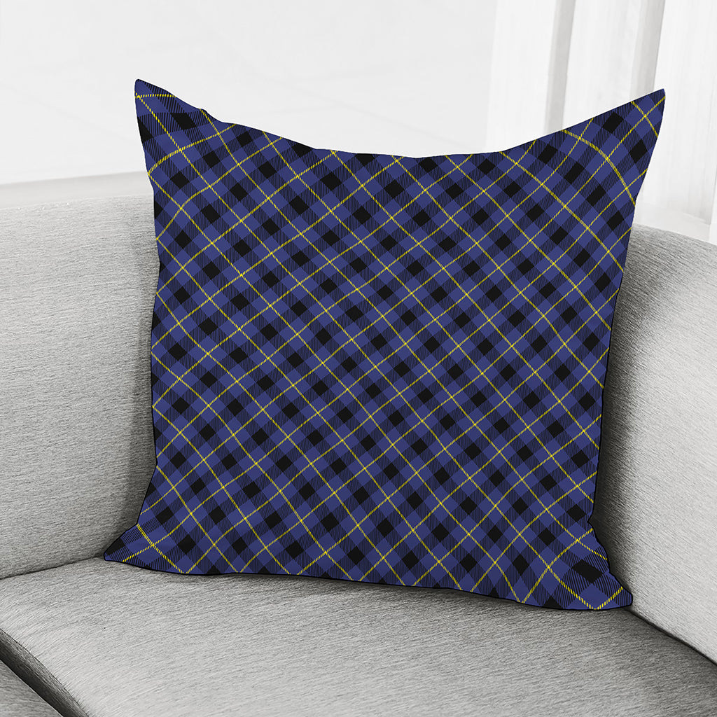 Blue Black And Yellow Plaid Print Pillow Cover