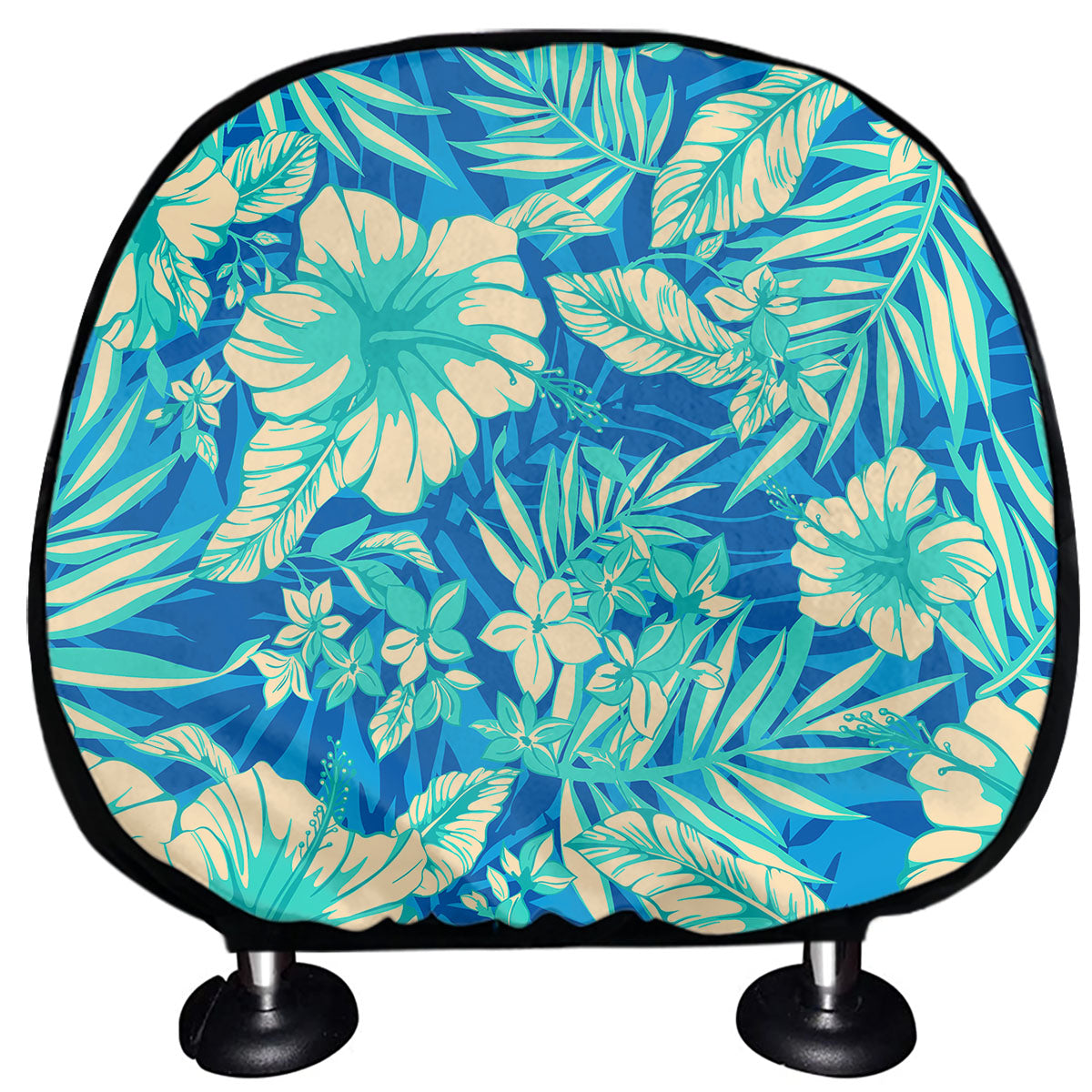 Blue Blossom Tropical Pattern Print Car Headrest Covers