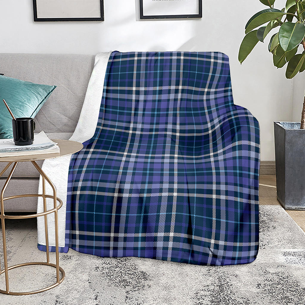 Blue Border Tartan Pattern Print Blanket