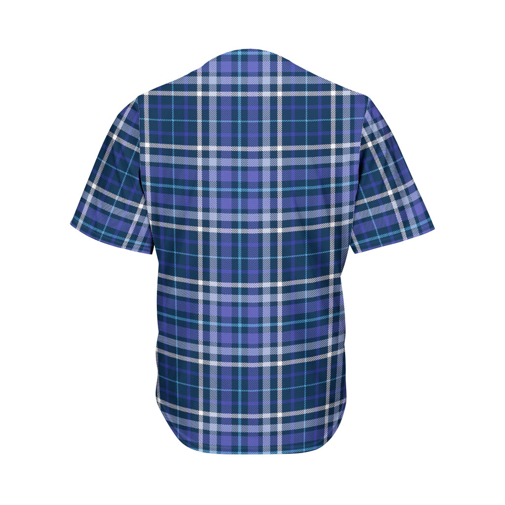 Blue Border Tartan Pattern Print Men's Baseball Jersey