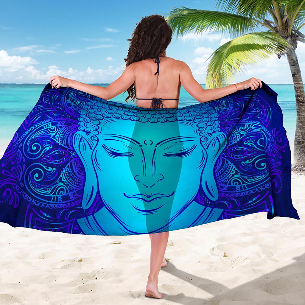 Blue Buddha Print Beach Sarong Wrap