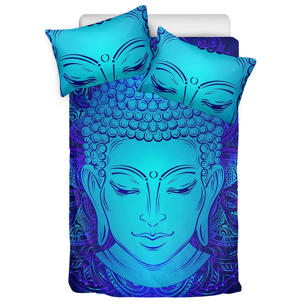 Blue Buddha Print Duvet Cover Bedding Set