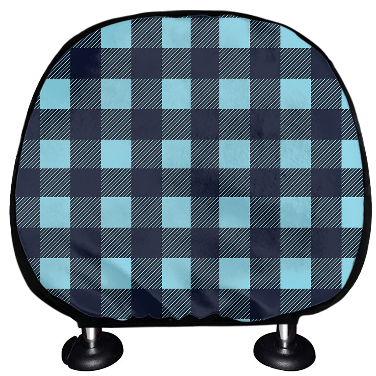 Blue Buffalo Check Pattern Print Car Headrest Covers