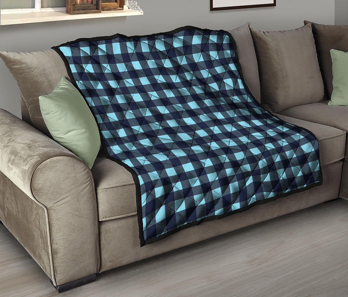 Blue Buffalo Check Pattern Print Quilt
