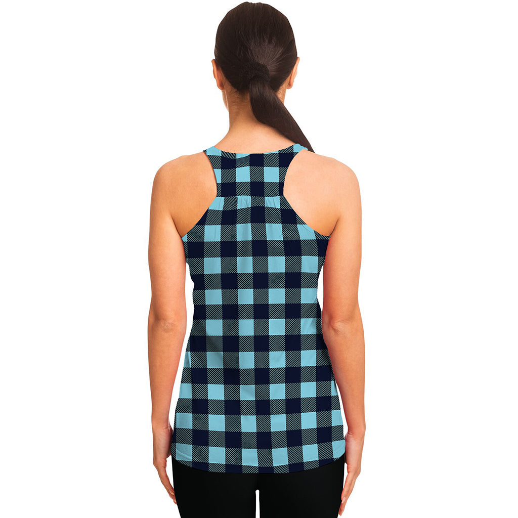 Blue Buffalo Check Pattern Print Women's Racerback Tank Top