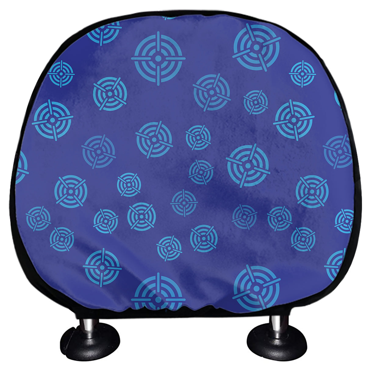 Blue Bullseye Target Pattern Print Car Headrest Covers