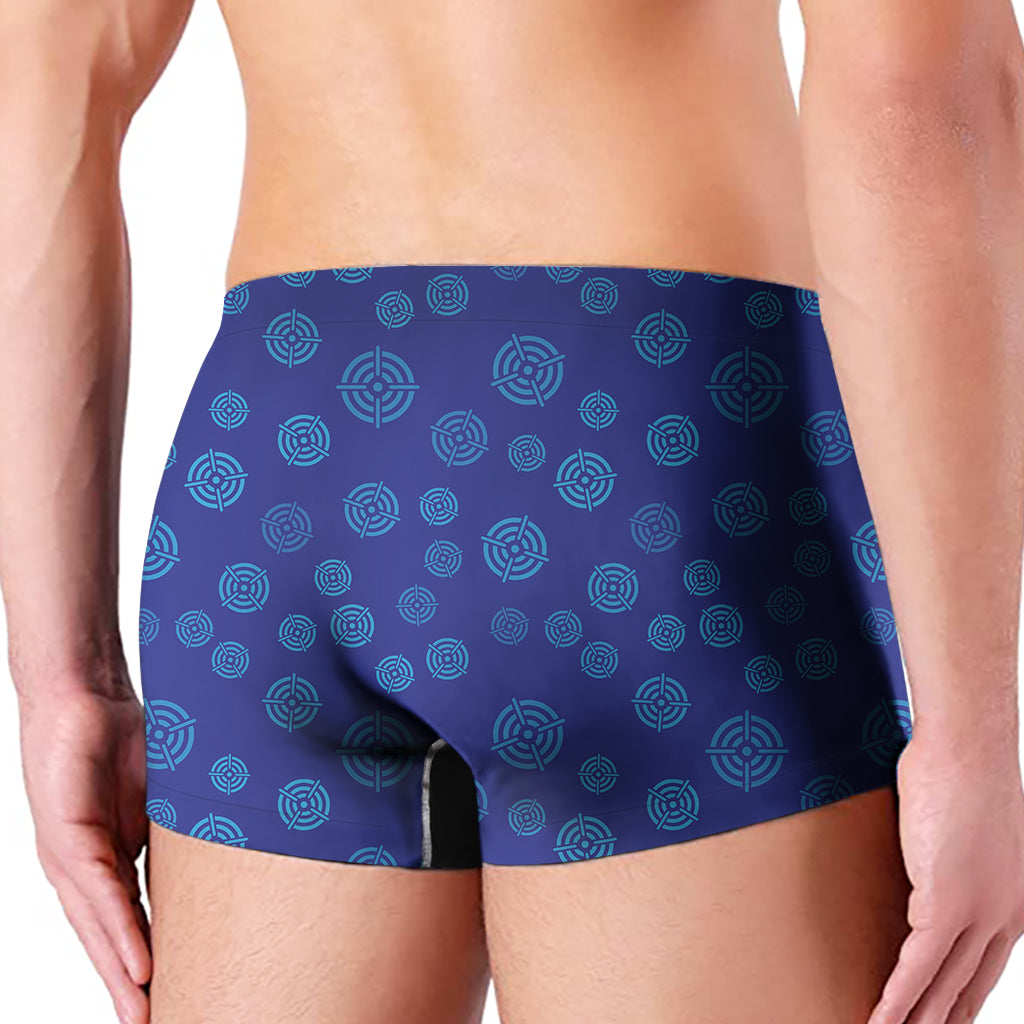 Blue Bullseye Target Pattern Print Men's Boxer Briefs