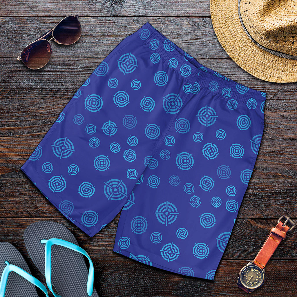 Blue Bullseye Target Pattern Print Men's Shorts
