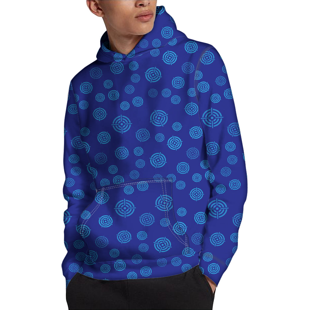 Blue Bullseye Target Pattern Print Pullover Hoodie