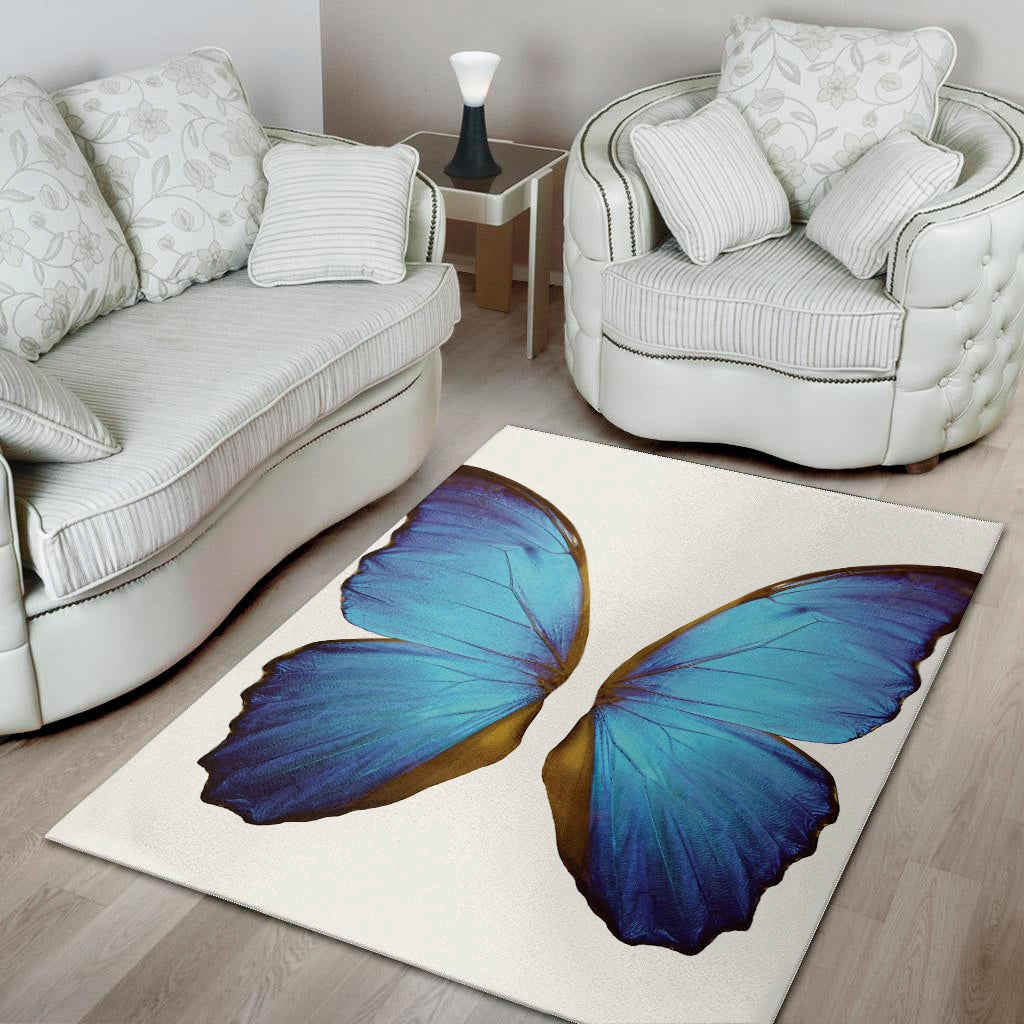 Blue Butterfly Wings Print Area Rug
