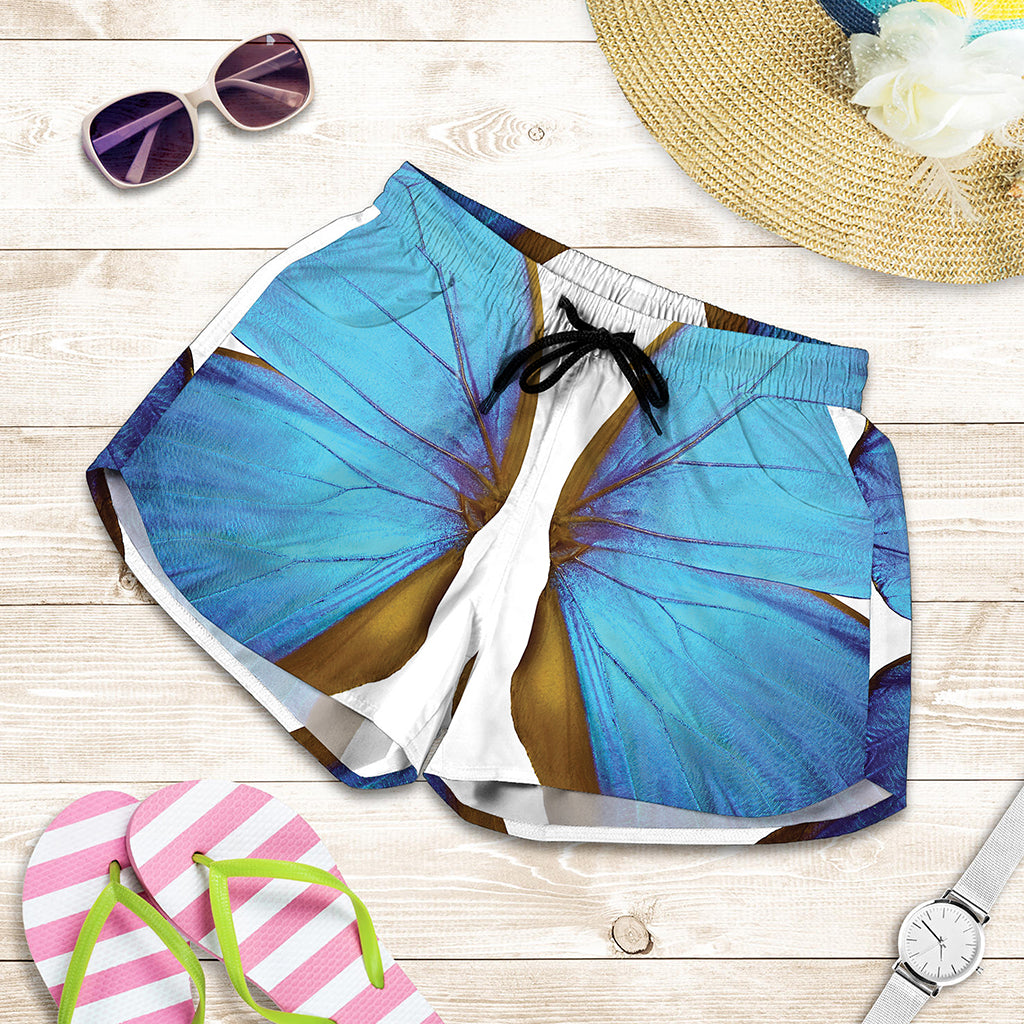 Blue Butterfly Wings Print Women's Shorts
