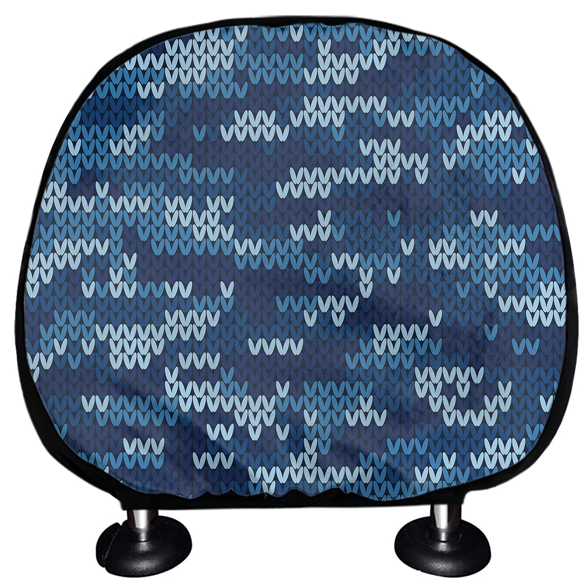 Blue Camouflage Knitted Pattern Print Car Headrest Covers